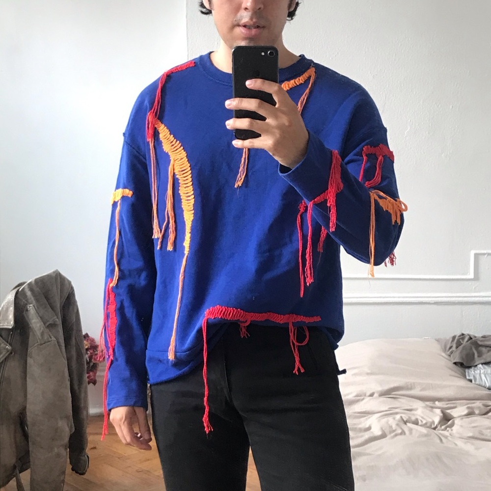 ZARA blue embroidered sweater S